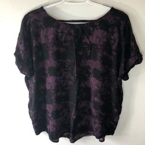 Purple and black tie dye loose fit crop top sz L